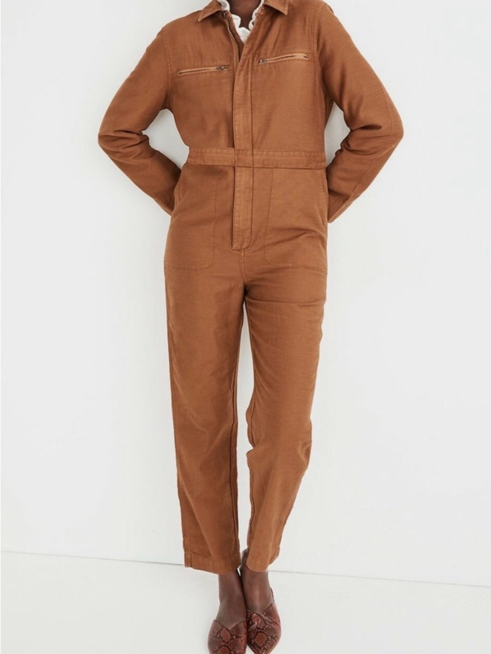 Madewell Coverall Jumpsuit in Warm Chestnut Size Extra Small